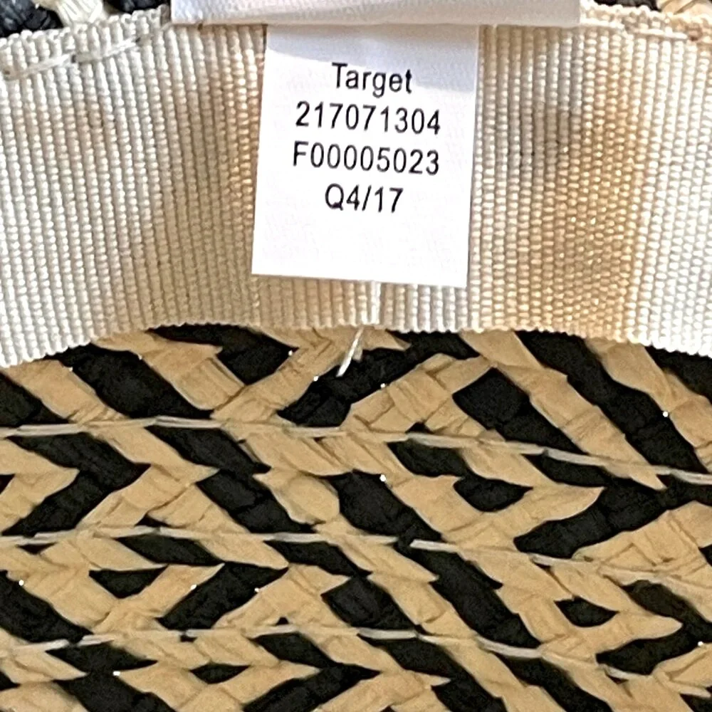 Kids Target Straw Fedora Sun Hat Black Tan Frayed Brim Hat Day NWOT
